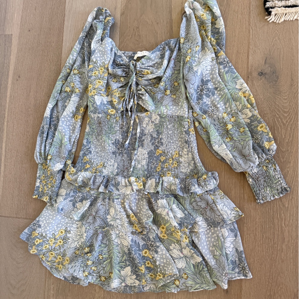 Astr Floral Tie-Front Dress